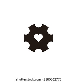 Gear, heart geometric symbol simple logo vector