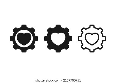 Gear with heart icon Vector illustration
