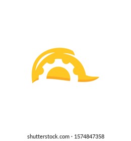 Gear Helmet Construction Logo Design. Building Repairs and Work Safety Vector Icon Graphic
