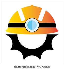 Gear and helmet icon. 