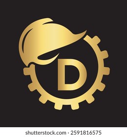 Gear Helmet Logo combine with letter D vector template
