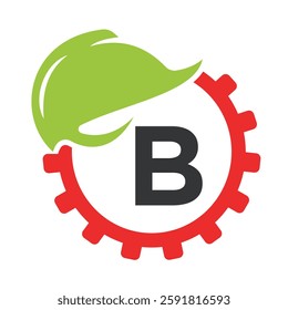 Gear Helmet Logo combine with letter B vector template