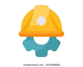 gear helmet single isolated icon with flat style