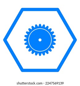 Gear and hexagon on white