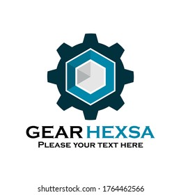 Ilustración del logotipo de hexsa de engranaje. apto para web, mecánica, móvil, identidad, fabricación, empresa, industrial, marca, símbolo, aplicación, idea, motor, medios, juegos, etc