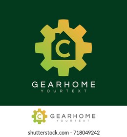 gear home initial Letter C Logo design