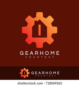 gear home initial Letter I Logo design