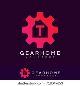 gear home initial Letter T Logo design