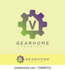 gear home initial Letter V Logo design