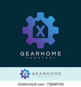 gear home initial Letter X Logo design