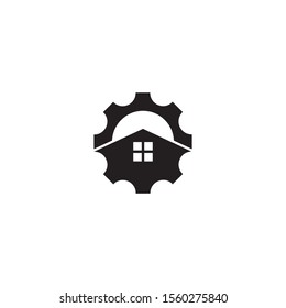 Gear home logo template vector icon design