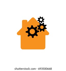 Gear Home technology logo template design vector