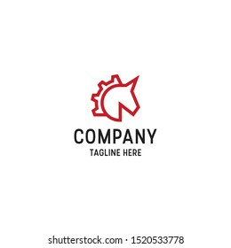 Gear and Horse Logo Design Template Concept Vector