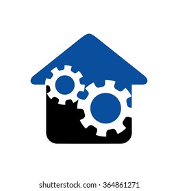 gear house. gear home logo vector.