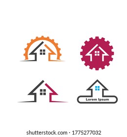 gear house icon  vector template design
