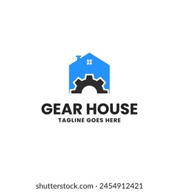 Gear with house logo design template vector illustration