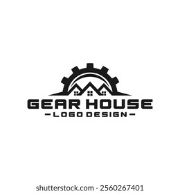 Gear house logo design vector 