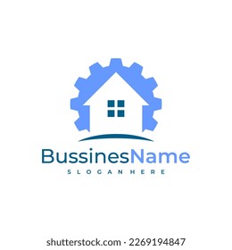 Gear House logo vector template. Creative House logo design concepts