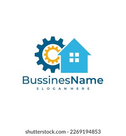 Gear House logo vector template. Creative House logo design concepts