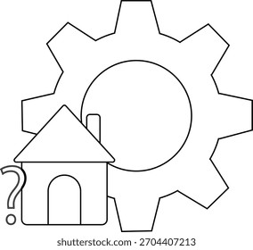 Gear house with question mark