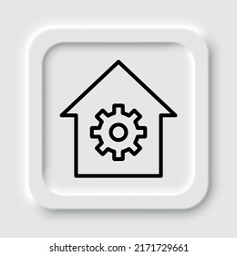 Gear, house simple icon vector. Flat design. Neumorphism design.ai