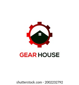 Vector de diseño del logotipo de la tecnología de la casa de engranajes