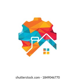 Gear house vector logo design. Gear home technology Logo design template.
