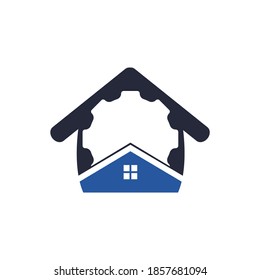 Gear house vector logo design. Gear home technology Logo design template.	