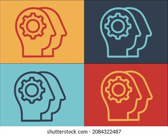 Gear Human Brain Logo Template, Simple Flat Icon of brain,idea,intelligence
