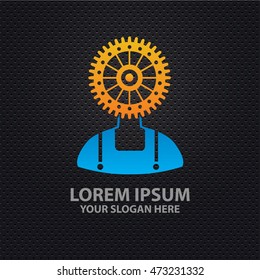 Gear human design on dark background,vector