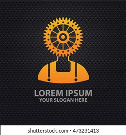 Gear human design on dark background,vector