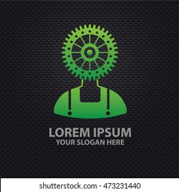 Gear human design on dark background,vector