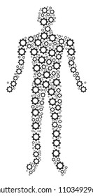 Gear human figure. Vector gear icons are arranged into man illustration.
