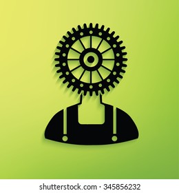 Gear human on green background,clean vector