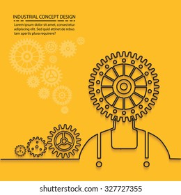 Gear human on yellow background,clean vector