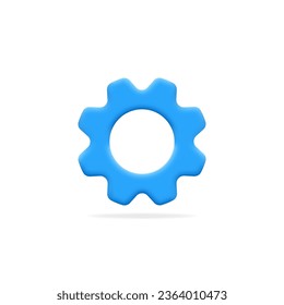 Gear icon. 3d setting symbol. Cogwheel button for teamwork, workflow, communication, cooperation, technical support, configuration, repair concept. Vector illustration Isolated on white background