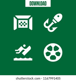 gear icon. 4 gear vector set. football, riverboarding and fishing icons for web and design about gear theme