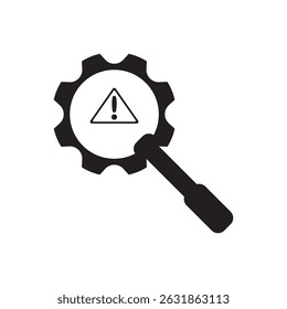 Icono de engranaje con triángulo de alerta, que representa el riesgo comercial y la gestión de alertas.