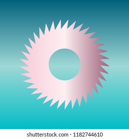 Gear icon. Asterix. Vector. Pink bronze gradient icon at turquoise gradient background.