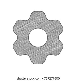 Gear icon. Asterix. Vector. Shaded gray icon on white background. Isolated.