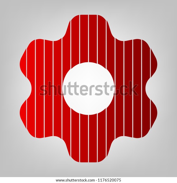 Gear icon. Asterix. Vector. Vertically divided
icon with colors from reddish gradient in gray background with
light in center.
