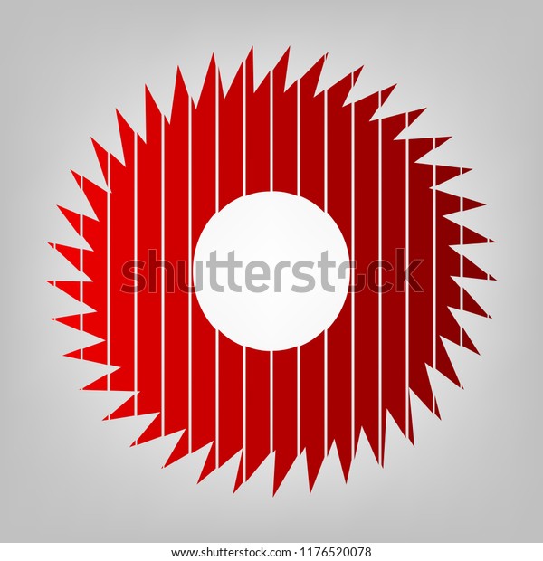 Gear icon. Asterix. Vector. Vertically divided\
icon with colors from reddish gradient in gray background with\
light in center.
