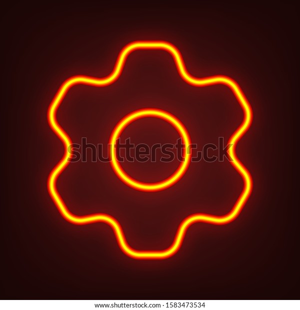 Gear Icon Asterix Yellow Orange Red Stock Vector Royalty Free