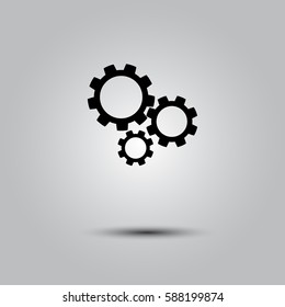 gear icon in black on background vector graphics