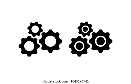 Icono del engranaje en negro. Estableciendo el signo. Vector de fondo blanco aislado. EPS 10