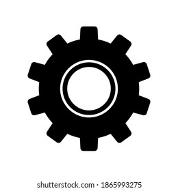 Icono de engranaje. Silueta negra. Ilustración gráfica plana vectorial. Objeto aislado sobre un fondo blanco. Aislar.