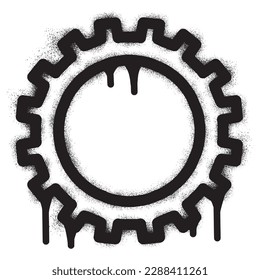 Gear icon with black spray paint