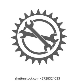 Icono de engranaje con llave de tornillo sin fondo