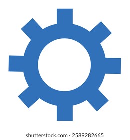 Gear icon in bright blue representing settings or configurations, often used for system adjustments and technical control