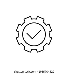 Gear icon. Check vector icon
